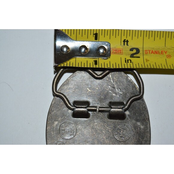 Vintage Equestrain Two Horses Roped Edge Western Brass Tone Belt Buckle Rare - Picture 4 of 5